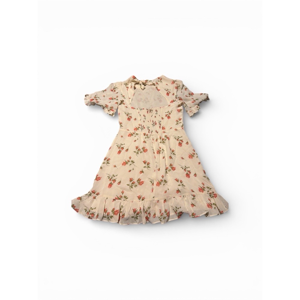 Reformation Sz 6 Pink Floral White Alaina Ruffle Mini‎ Dress cottagecore wedding - Picture 8 of 11